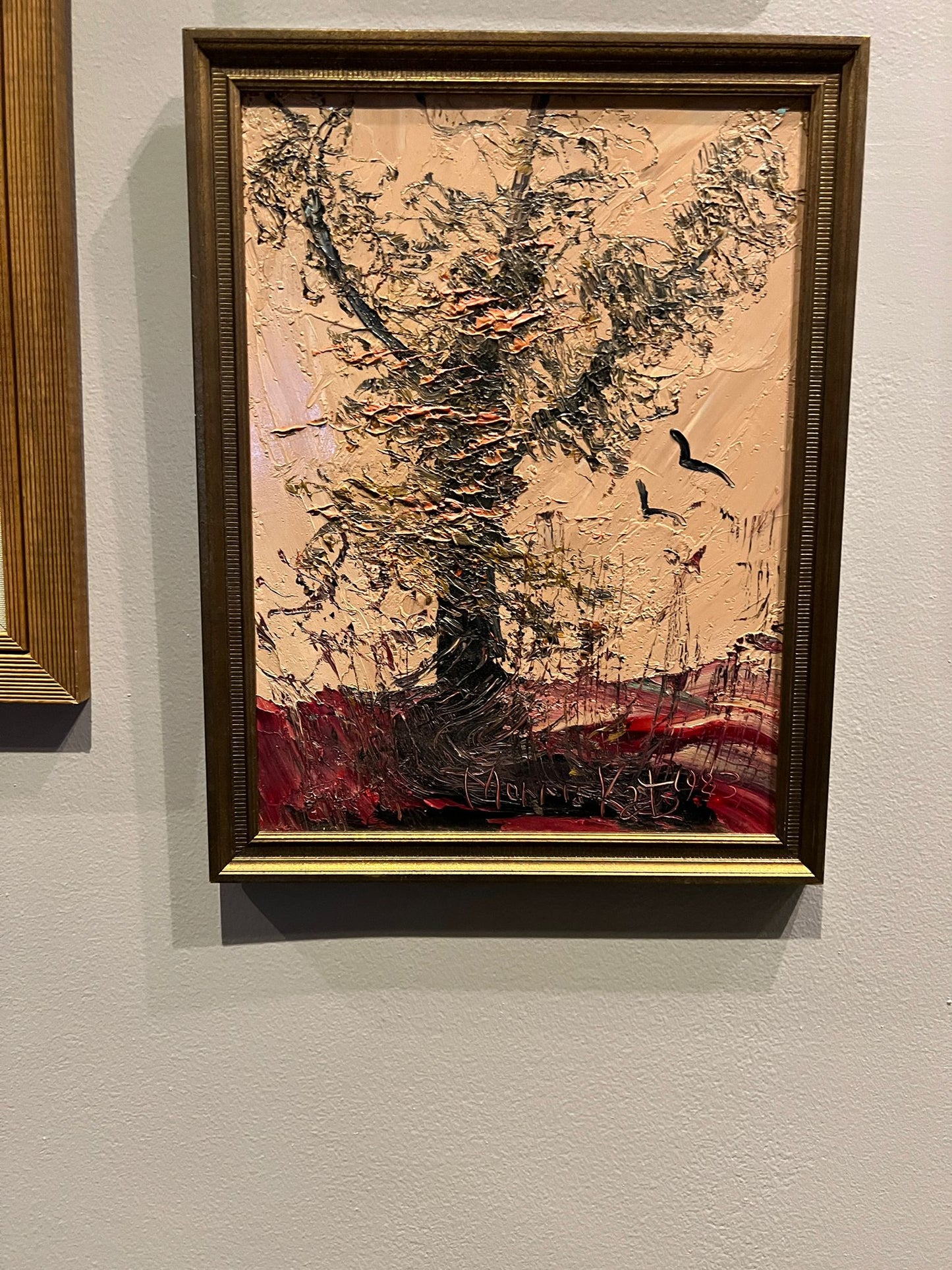 Morris Katz Painting - Tree on Red Grass