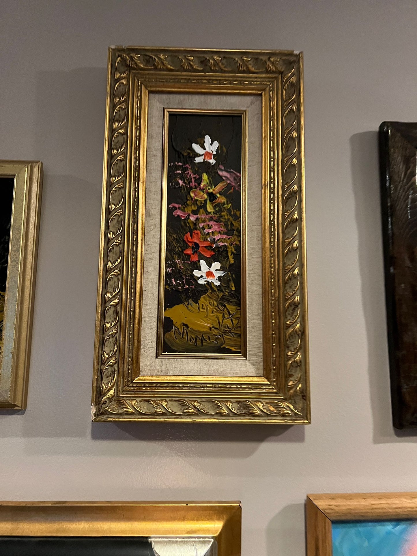 Morris Katz Painting - Flowers in Antique Gold Frame