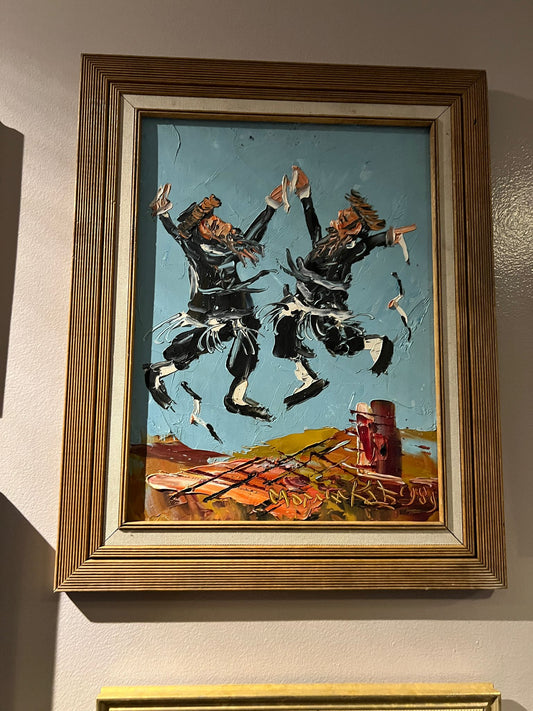 Morris Katz Painting - Two Men Dancing on the Roof