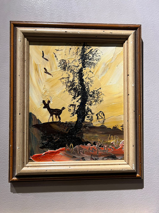 Morris Katz Painting - Lone Tree in Wooden Frame