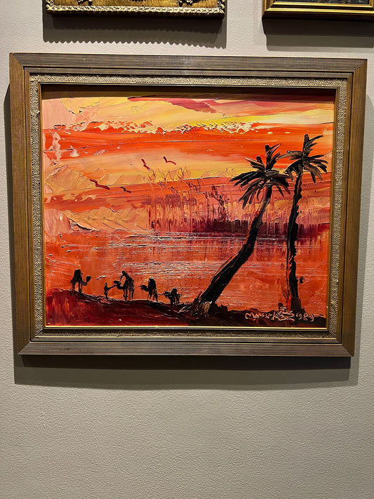 Morris Katz Painting - Sunset in the Desert